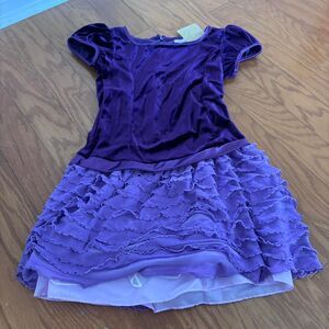 BOUTIQUE Girl's Children's Kids's Mini Sz 6 Tiered Ruffle Sleeve Purple Dress